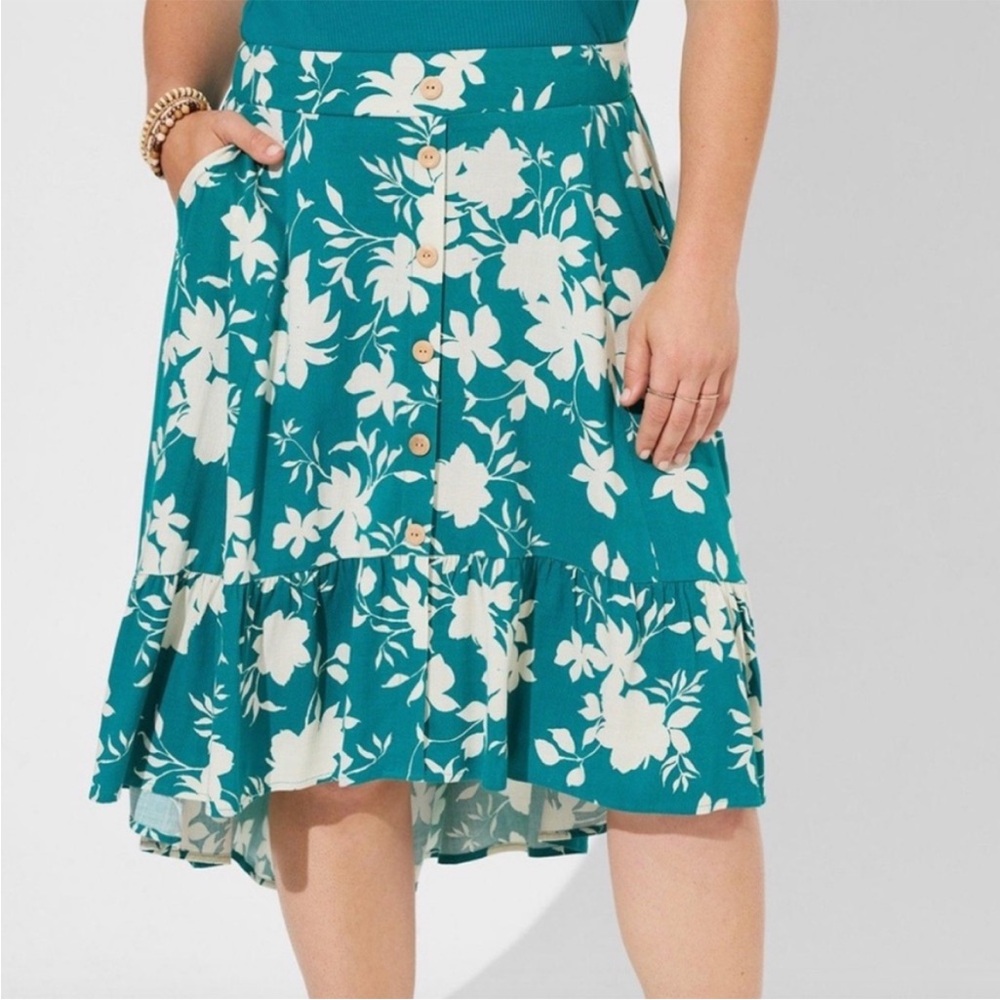 Torrid Lenny Hi Low Tiered Midi Skirt 3X NWT